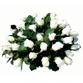 Cojín de Condolencias Rosas en Ovalo 25 rosas blancas