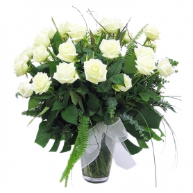 Florero Condolencia 24 Rosas Blancas