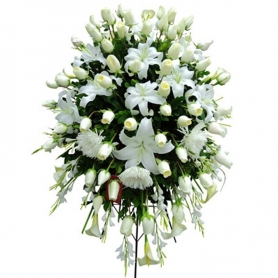 Flores Condolencia Grande con Rosas Blancas
