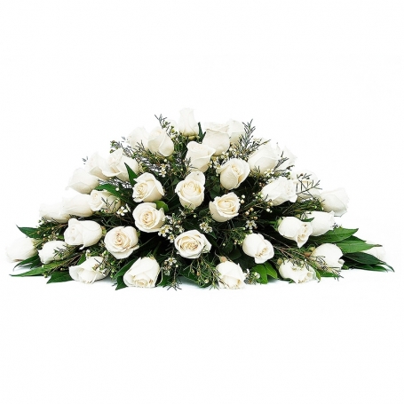Cojín de Condolencias 30 Rosas en Ovalo Blancas