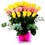 Florero 24 rosas Mix Amarillo - Rosado