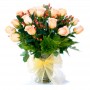 Florero de 24 Rosas Damasco más Hipéricos