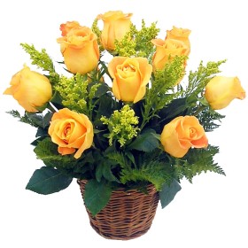 Canastillo Pequeño de 12 Rosas Amarillas Importadas Canastillo Pequeño de 12 Rosas Amarillas Importadas