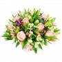Cesta de Flores mediano con Rosas Liliums y astromelias color Rosadas