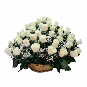 Cesta de 40 Rosas Blancas para Condolencia