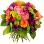 Ramo de Flores Con Lisianthus Morados más Flores mix en Tonos Fucsia