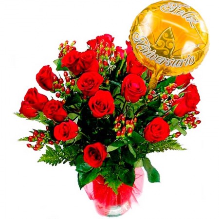 Florero de 24 Rosas Aniversario