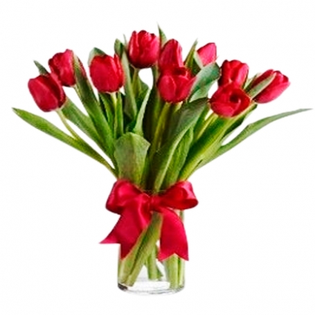 Florero con 10 Tulipanes Rojos