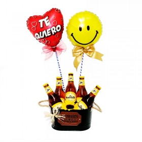Cubeta de 5 Cervezas Kross Golden 330cc más 2 Globos Cubeta de 5 Cervezas Kross Golden 33cc más 2 Globos