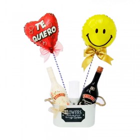 Cubeta de Baileys Tres Leches y Espresso Creme con 2 Globos Cubeta de Baileys Tres Leches y Espresso Creme con 2 Globos