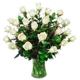 Florero 30 Rosas Blancas para Condolencias Florero 30 Rosas Blancas para Condolencias