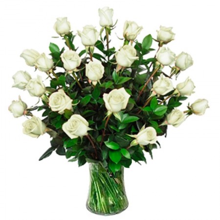 Florero 30 Rosas Blancas para Condolencias