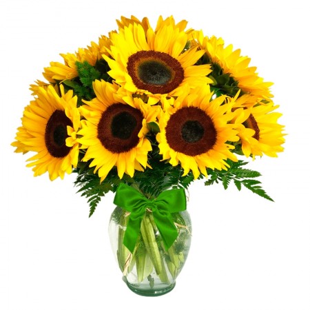 Florero Con 10 Girasoles más mix
