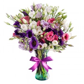 Florero con 20 Lisianthus multicolor más Flores mix Florero con 20 Lisianthus multicolor más Flores mix