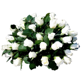Ovalo de Condolencias de 25 Rosas Blancas Ovalo de Condolencias de 25 Rosas Blancas
