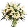 Florero de 8 rosas blancas más flores astromelias para condolencia