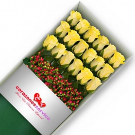 Caja de 18 Rosas Amarillas