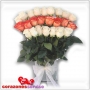 Florero con 24 rosas Blanco + Naranja