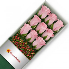 CAJA DE 9 ROSAS ROSADAS CAJA 9 ROSAS ROSADAS