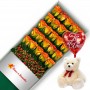 OFERTA DE CAJA CON 24 ROSAS CIRCUS + PELUCHE Y GLOBO TE AMO