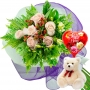 RAMO DE 6 ROSAS BLANCAS MÁS PELUCHE Y GLOBO DÍA DE LA MAMÁ